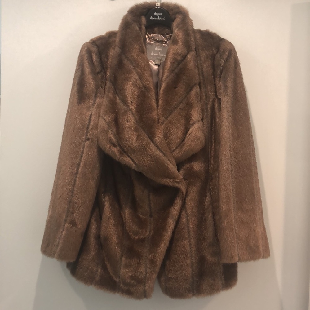 Dennis Basso Platinium Collection Faux Fur Coat, NWOT